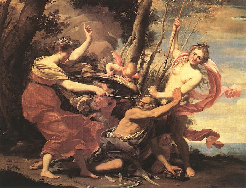 Simon Vouet Father Time Overcome by Love, Hope and Beauty